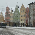 Landshuter Innenstadt mit Schnee.