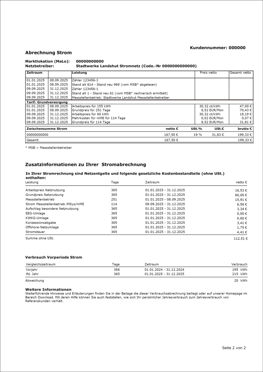 Musterrechnung Strom Seite 2
