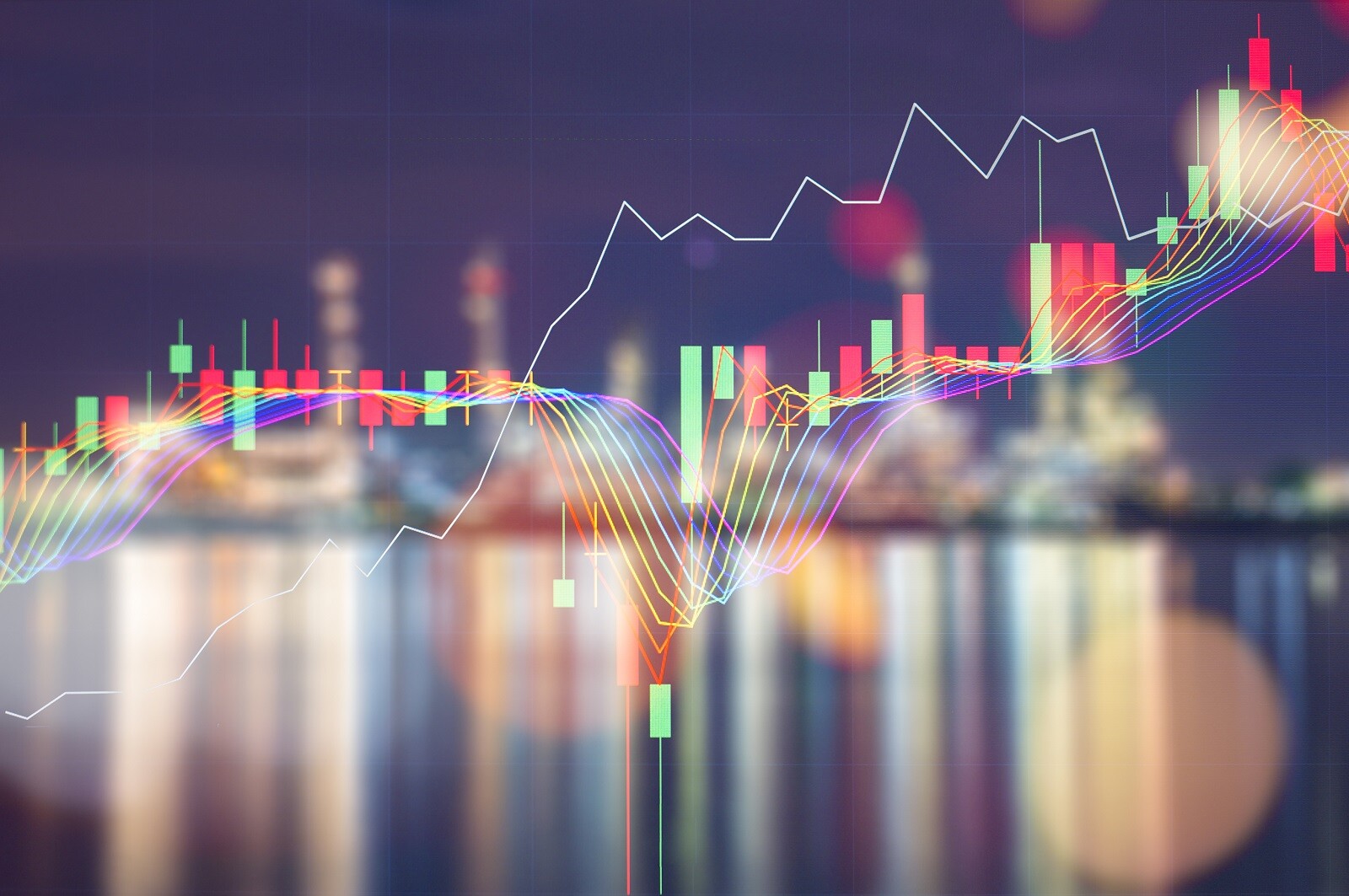 Power plant and oil tank, petrochemical industrial plant at nigh Symbolbild für Energiebörse