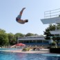 Sprungturm und Schwimmerbecken des Freibads Landshut